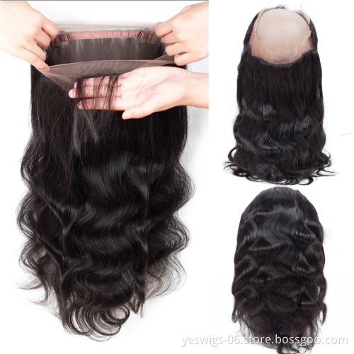 Wholesale Hair Vendors Straight 360 Lace Frontal Closure Raw Mink Brazilian Human Hair Extensions Virgin Cuticle Aligned Hair